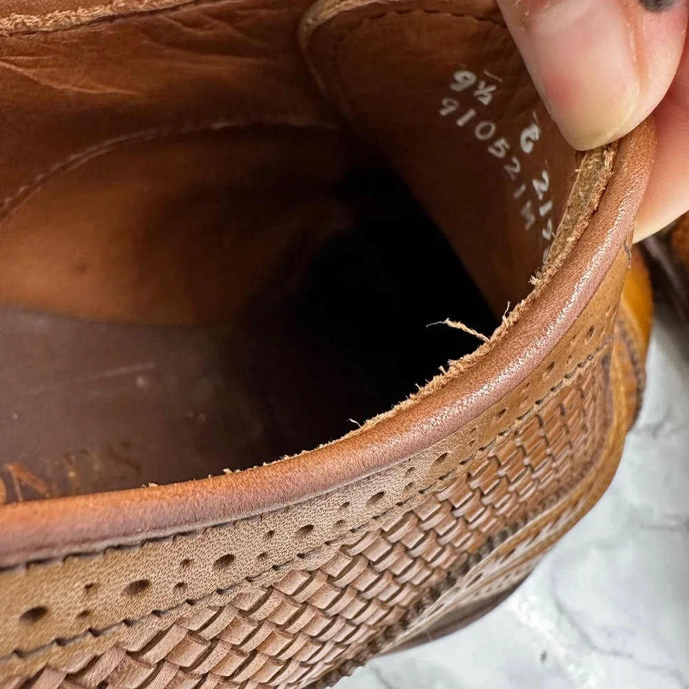 Allen Edmonds Strandmok Woven Tan Walnut Brown Leather Wingtip Oxford Mens 9.5E - Picture 6 of 7